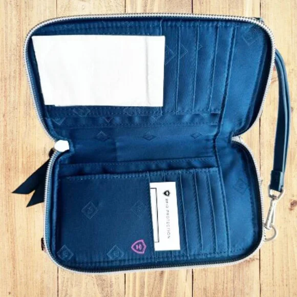 Vera Bradley Iconic RFID 3 in One Crossbody Wallet-Cabbage Rose Cabernet - Picture 5 of 5